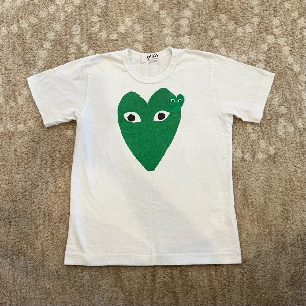 NWOT Comme Des Garçon PLAY Double Green Heart Shirt - Picture 2 of 6